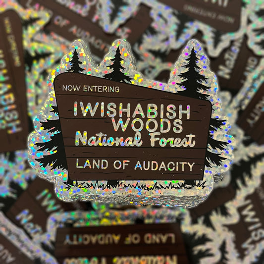 Iwishabish Woods Glitter Sticker 3"